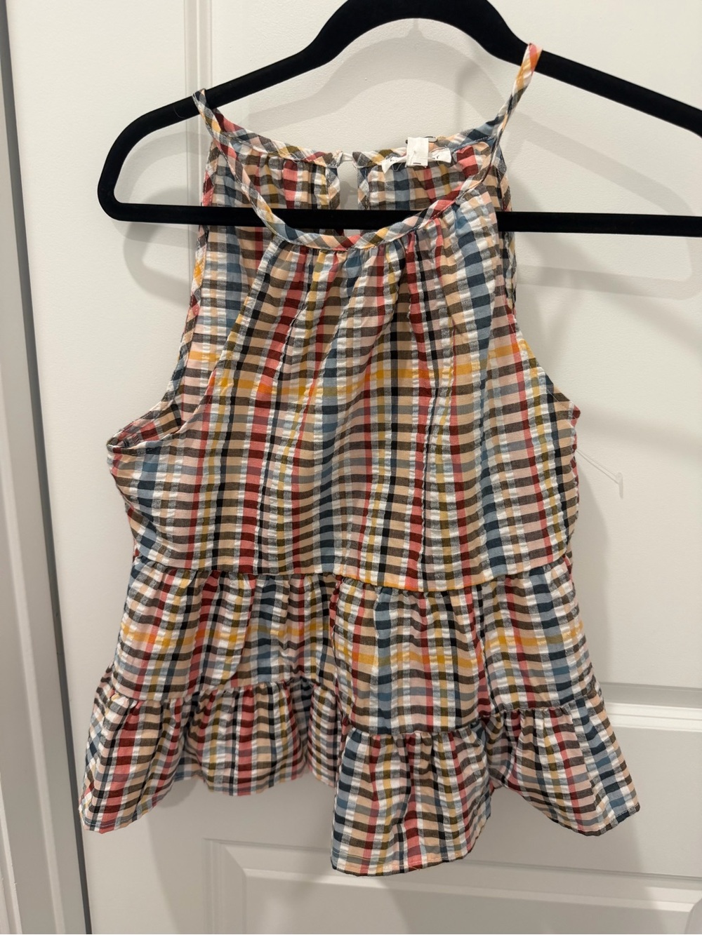 Blu Pepper Multicolor Plaid Tiered Tank Top